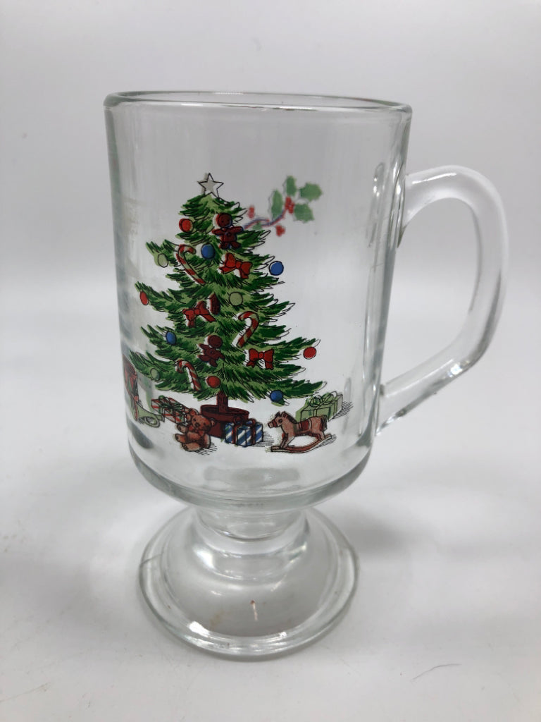 4 FOOTED CHRISTMAS TREE IRISH COFFEE CUPS