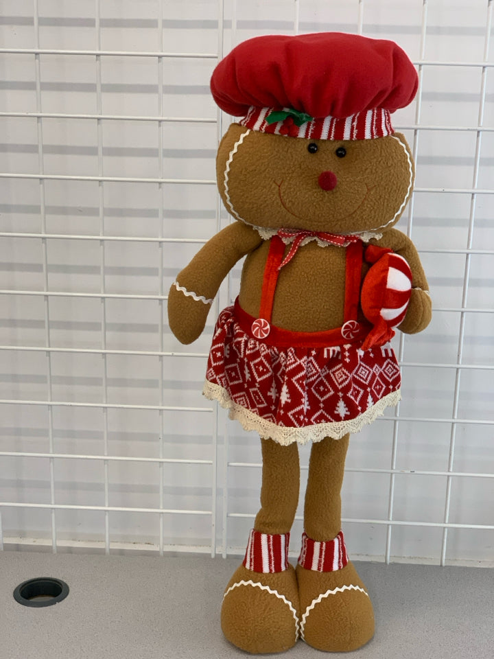 GINGERBREAD MAN W/ PEPPERMINT STANDING DECOR.