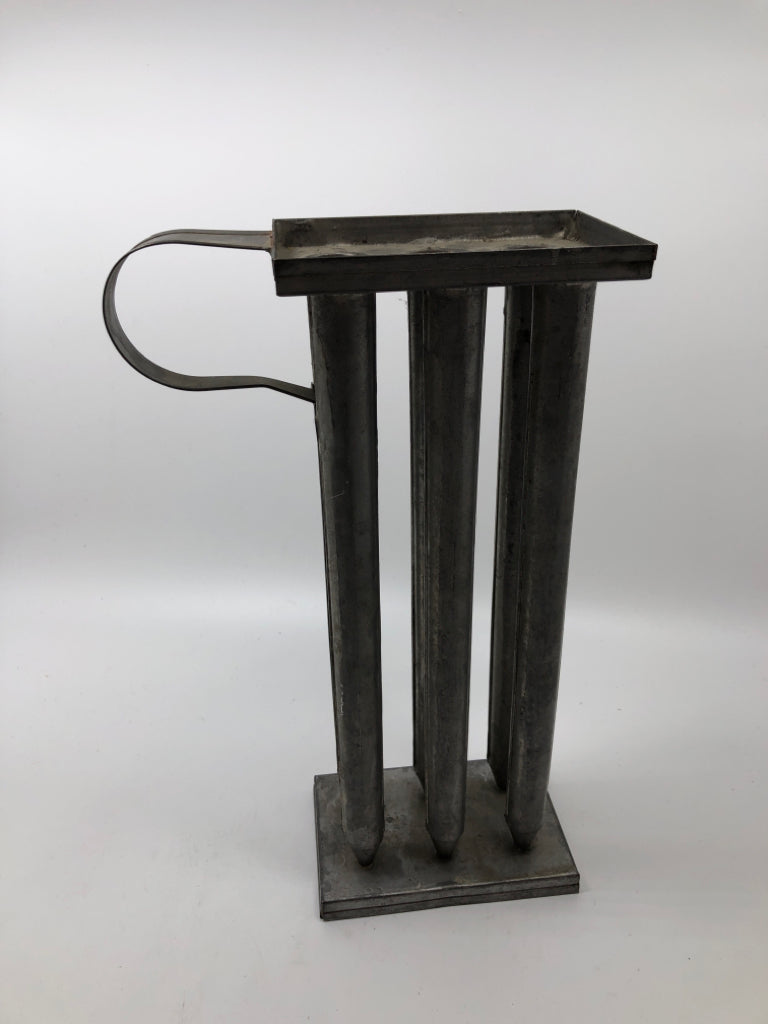 VTG METAL MULTI-TUBE TAPER CANDLE MOLD.