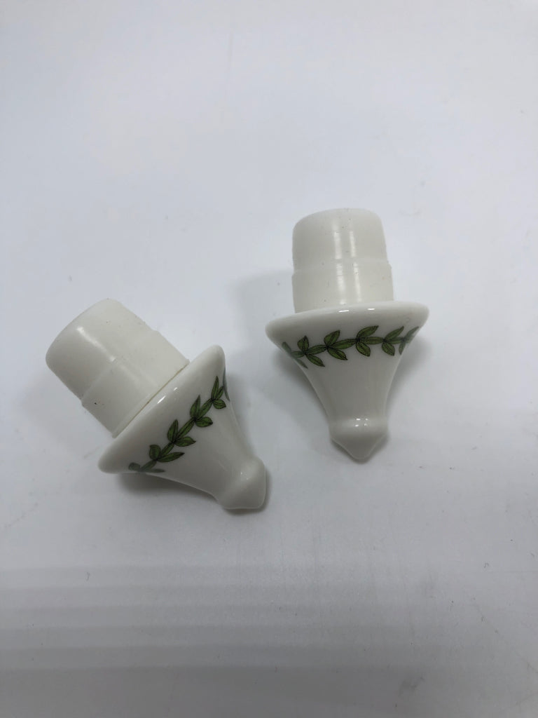 2 FLORAL OIL AND VINEGAR CRUET SET DISPENSERS.