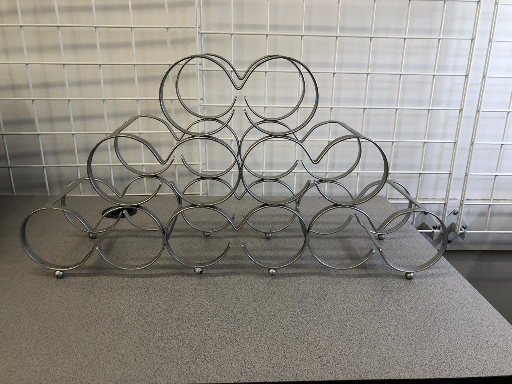 SILVER METAL WINE BOTTLE RACK