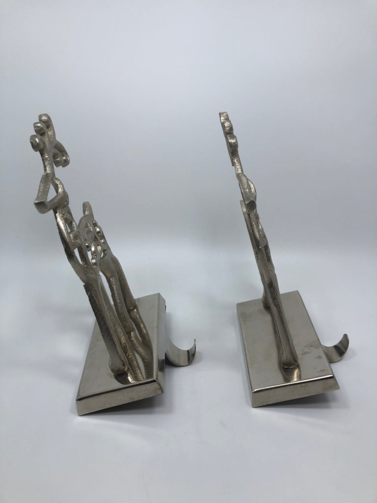 2 REINDEER SILVER STOCKING HOOKS.