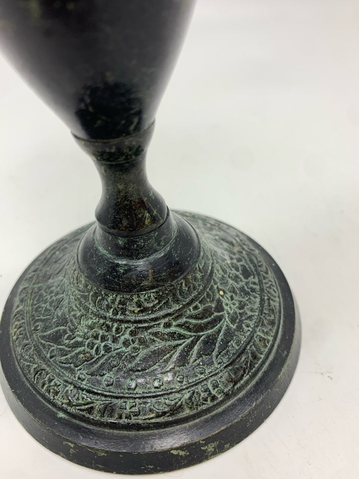 ETCHED SOLID BRASS CANDLESTICK.