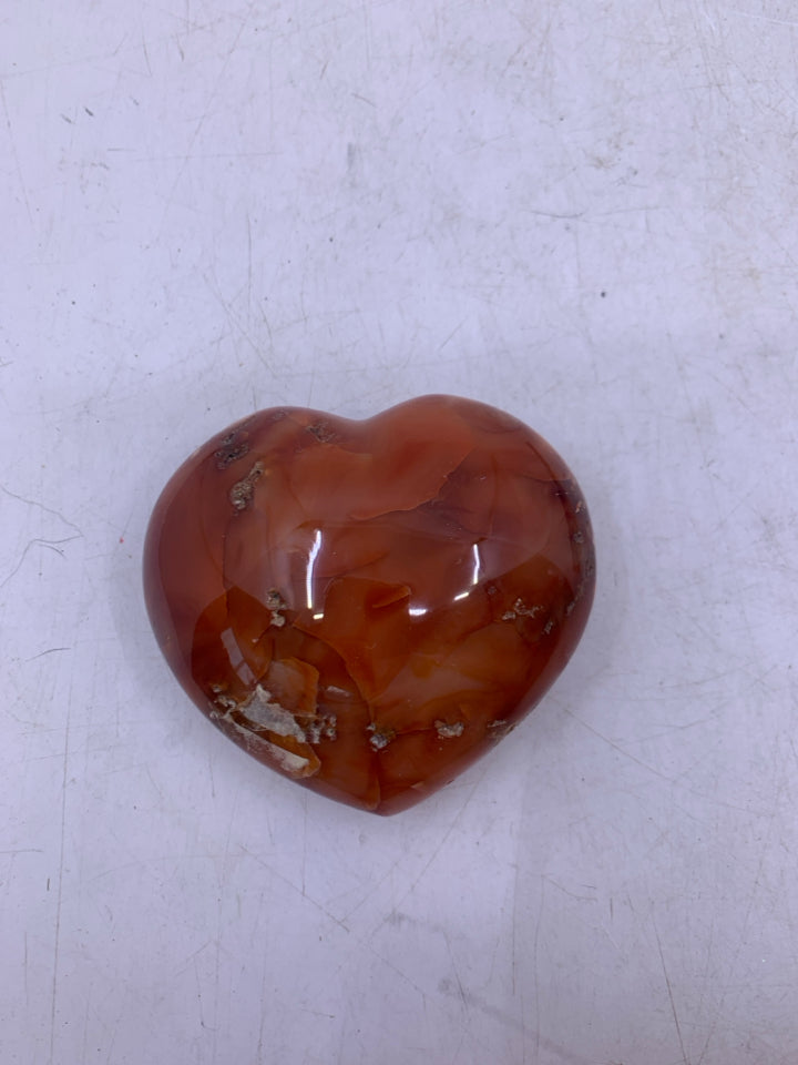 DARK ORANGE STONE HEART GLOSSY.