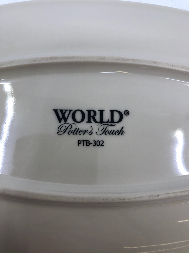 TEAL OVAL SERVING PLATE.