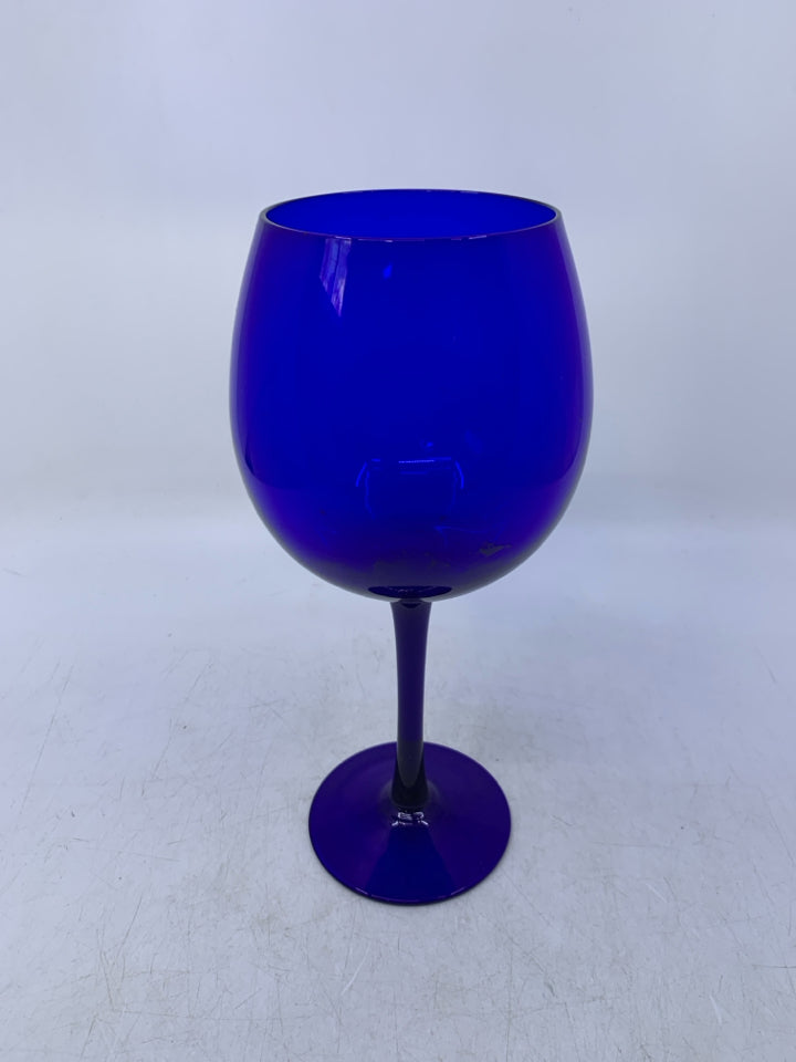4 COBALT BLUE WINE GLASSES.