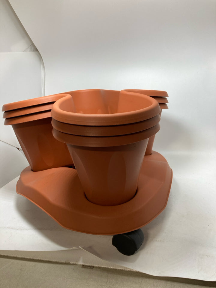 3 TIER TRIPLE PLANTER ON ROLLING BASE