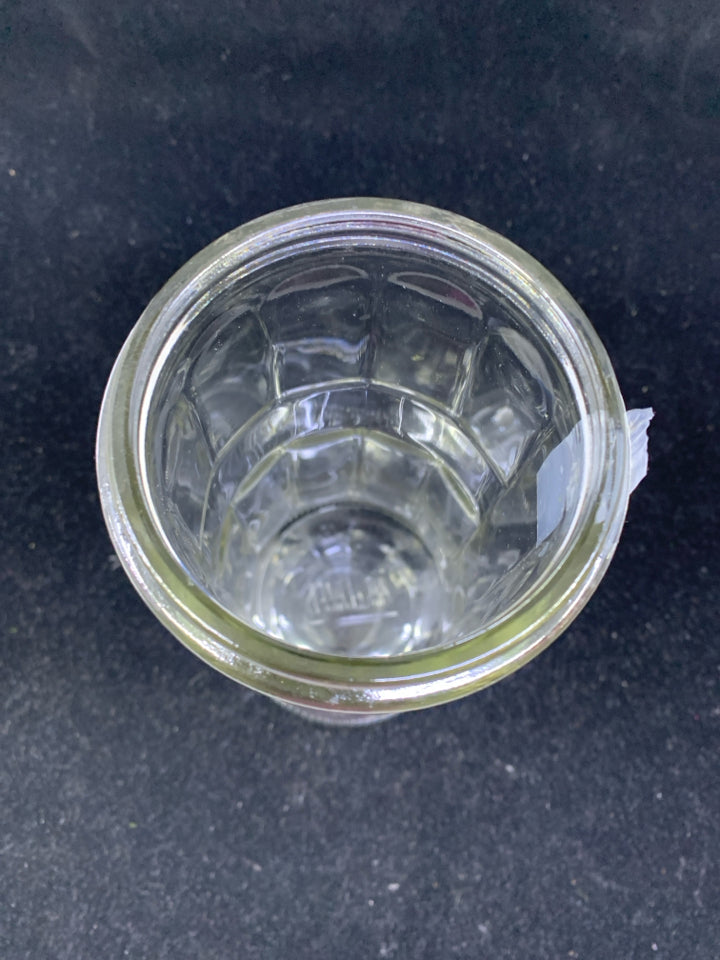 GLASS HAIR COMB CLEANER W/ METAL TOP+INSERT.