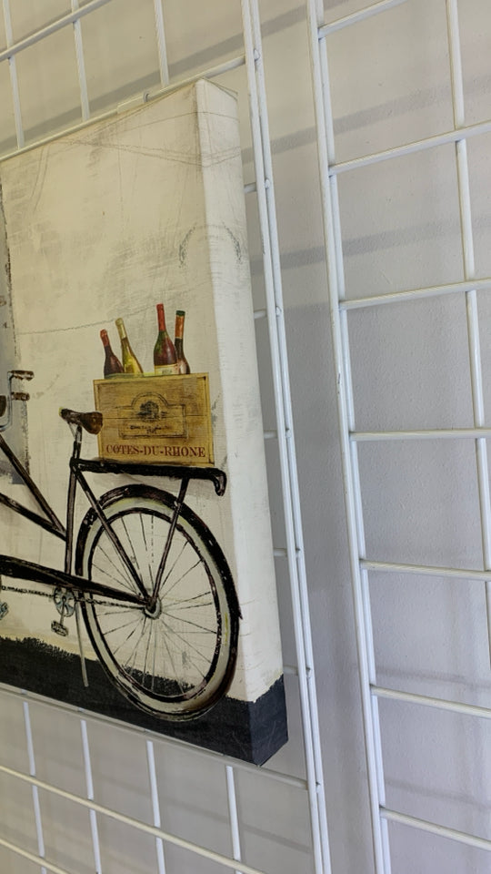 BIKE W SUNFLOWERS CANVAS WALL ART.