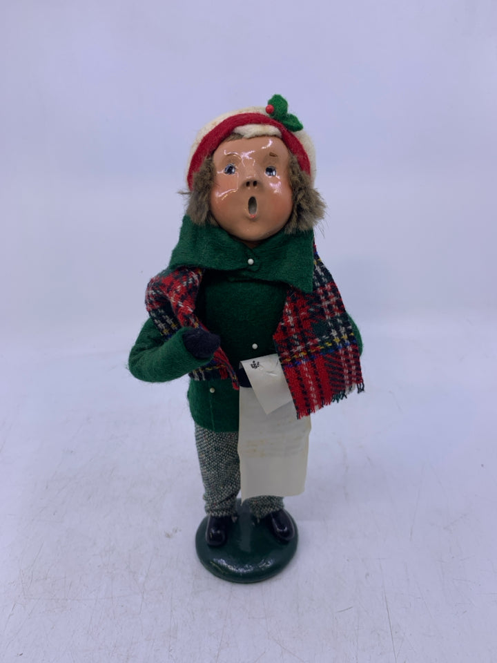1987 BYERS' CHOICE BOY CAROLER WITH MUSIC.