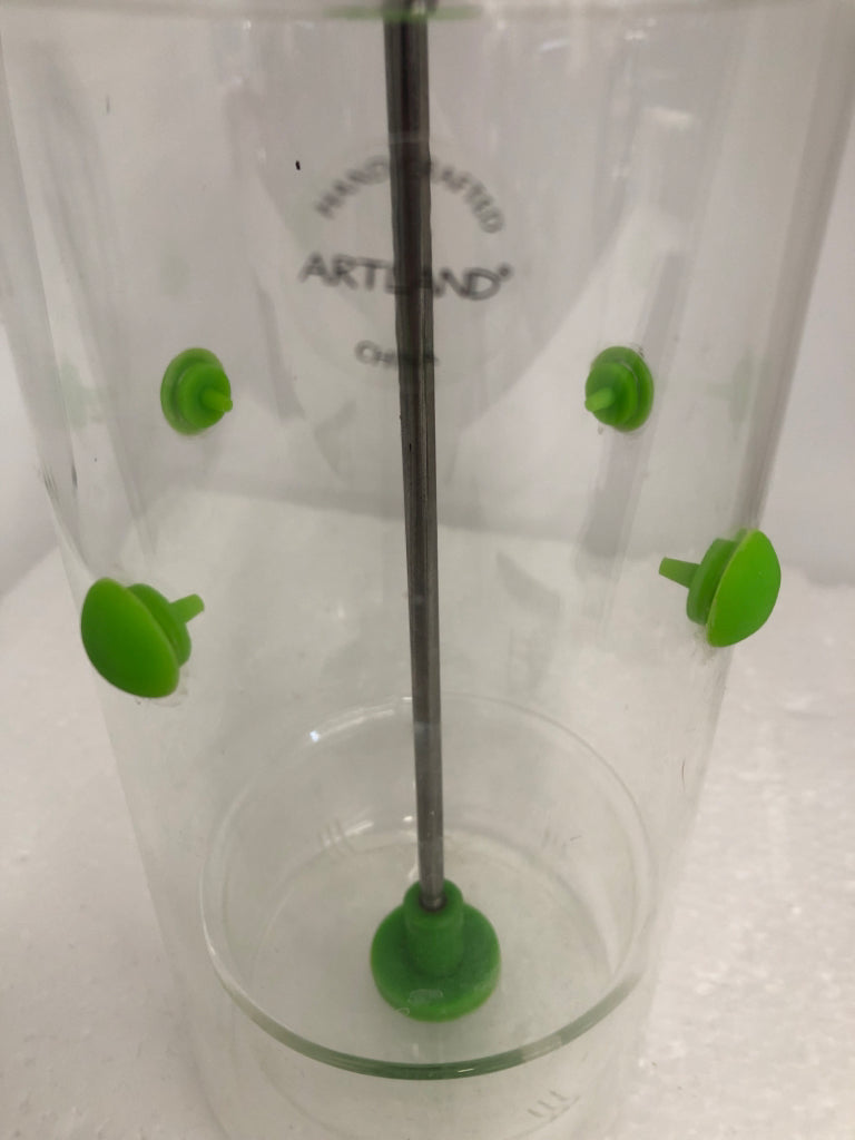 GLASS HERB SAVER W/ GREEN RUBBER.