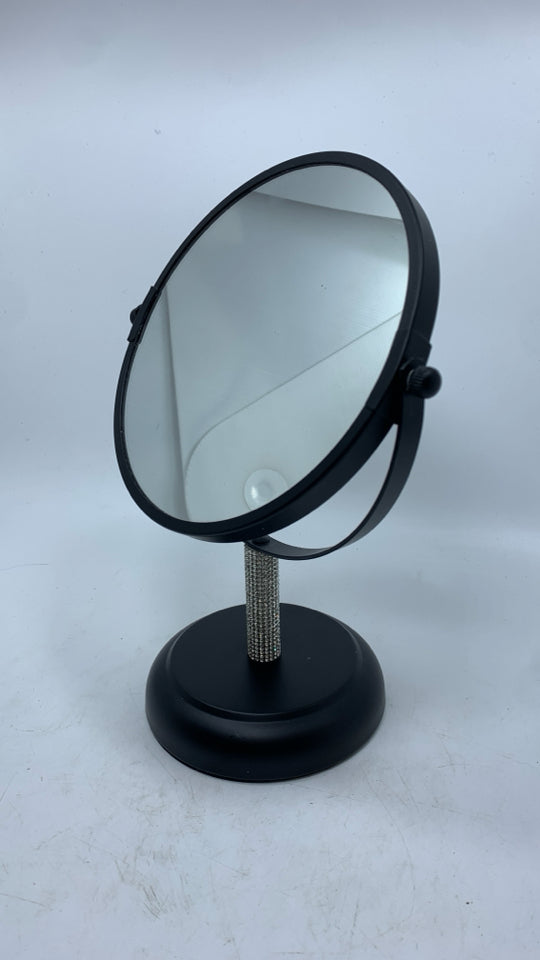 SM BLACK MIRROR W/BEDAZZLED STEM.