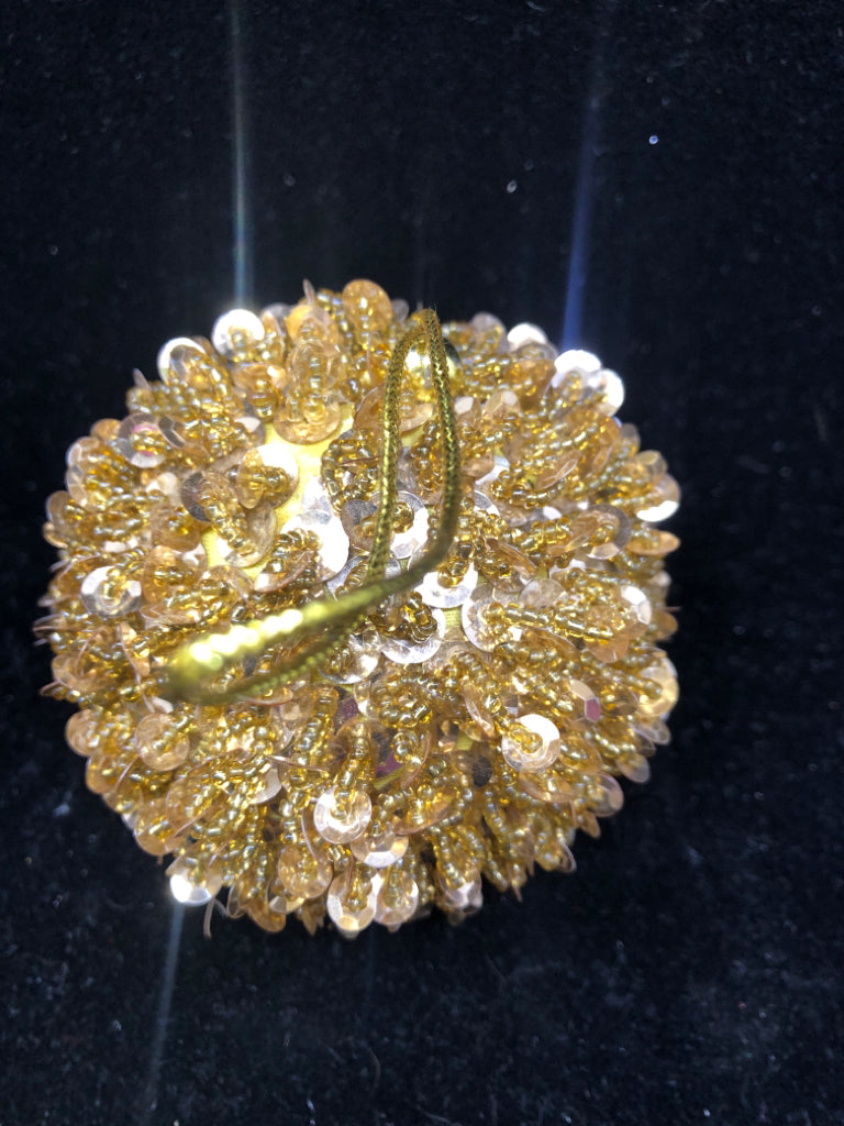 GOLD BEADED SEQUINs BALL DECORATION.
