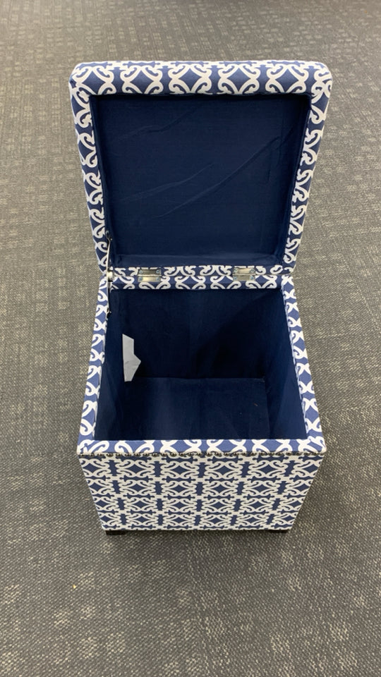 BLUE STORAGE OTTOMAN.
