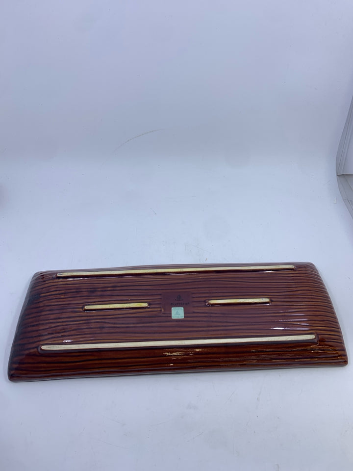 BROWN STRIPED CERAMIC CENTERPIECE- PARTYLITE.