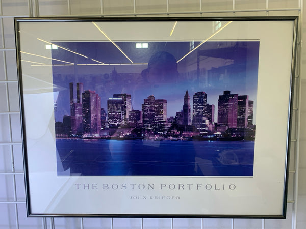 THE BOSTON PORTFOLIO CITY SCAPE WALL HANGING IN SILVER FRAME.