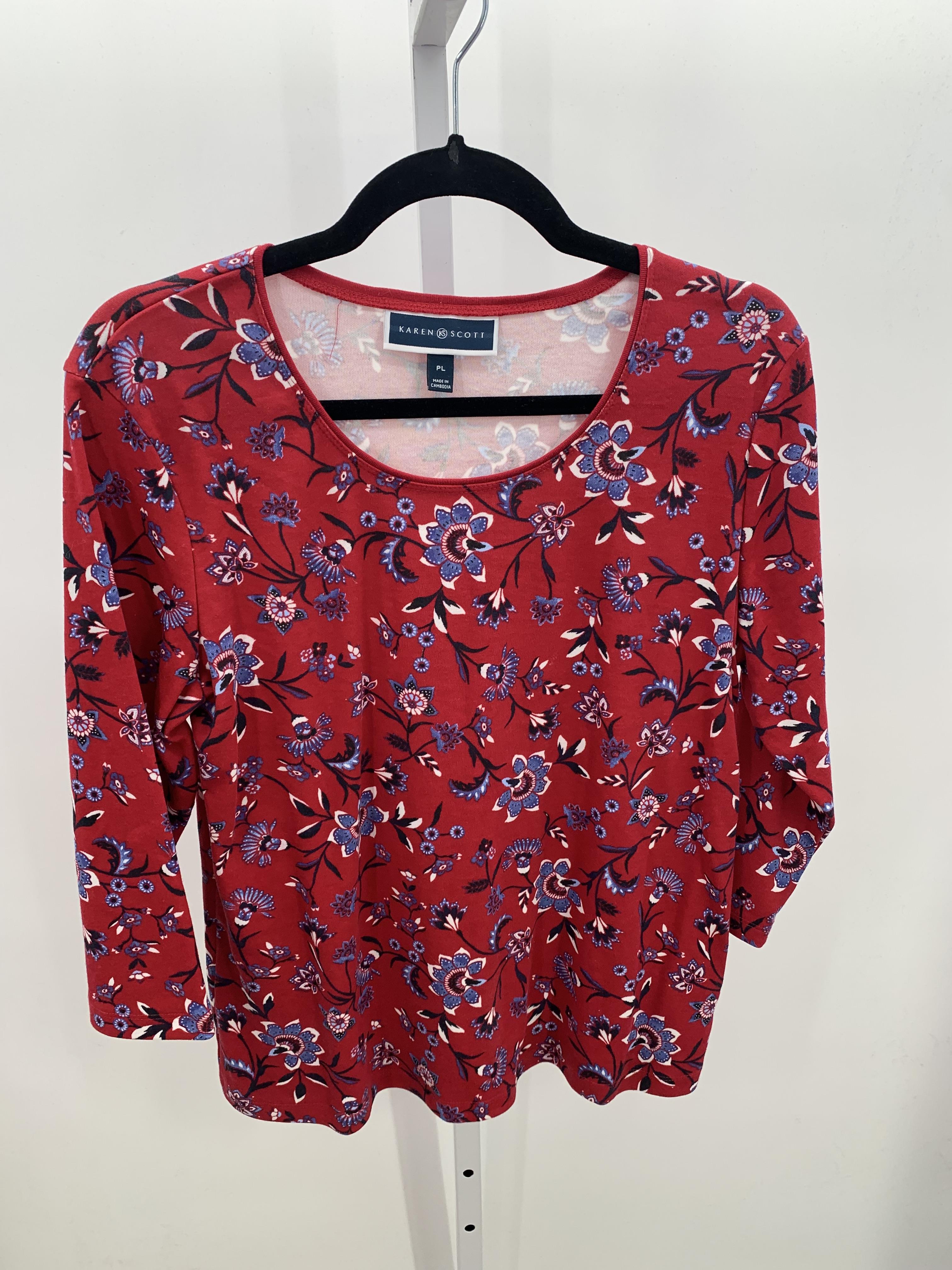Karen Scott Size Large Petite Petite 3/4 Sleeve Shirt