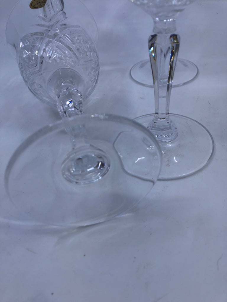 4 CUT CRYSTAL WINE GLASSES-W STICKER.