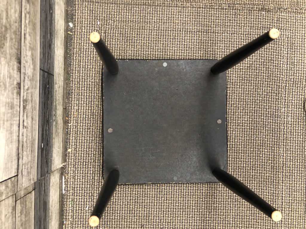SMALL BLACK W GOLD SCROLL DESIGN TABLE.