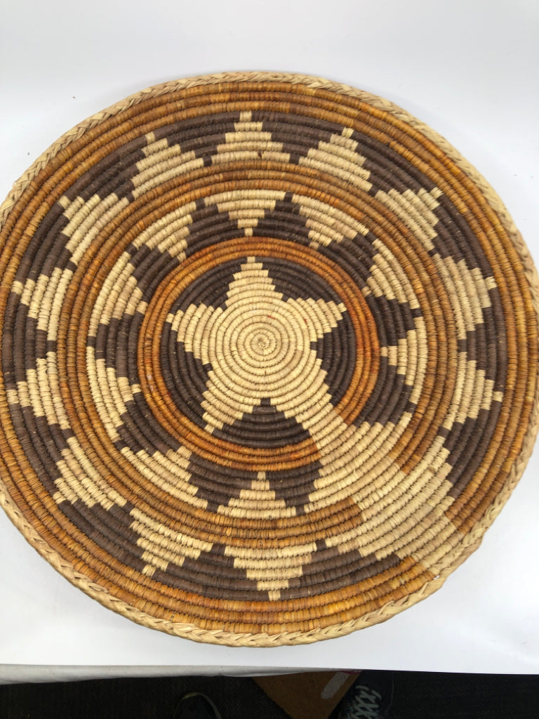 2 TONED WOVEN BOWL W/ AZTEC PATTERN.