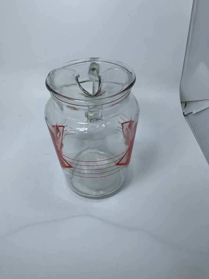 VTG LARGE GLASS PITCHER.