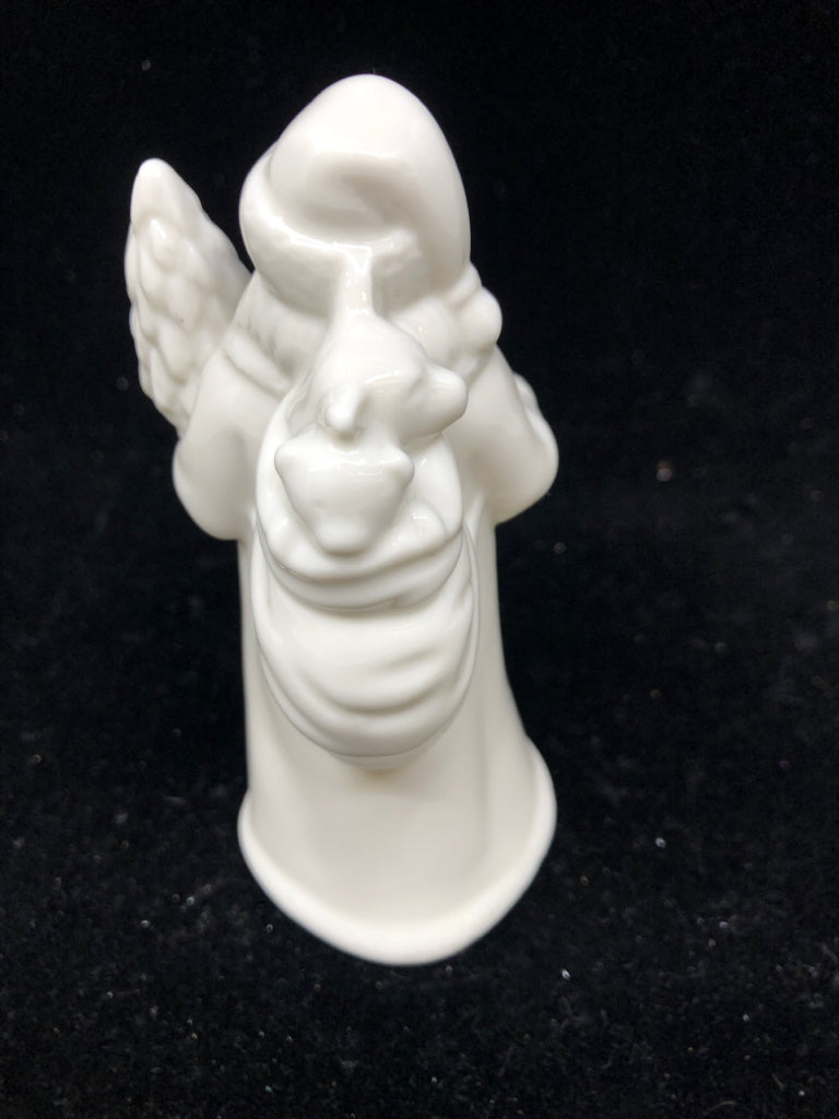WHITE CERAMIC SANTA FIGURINE.
