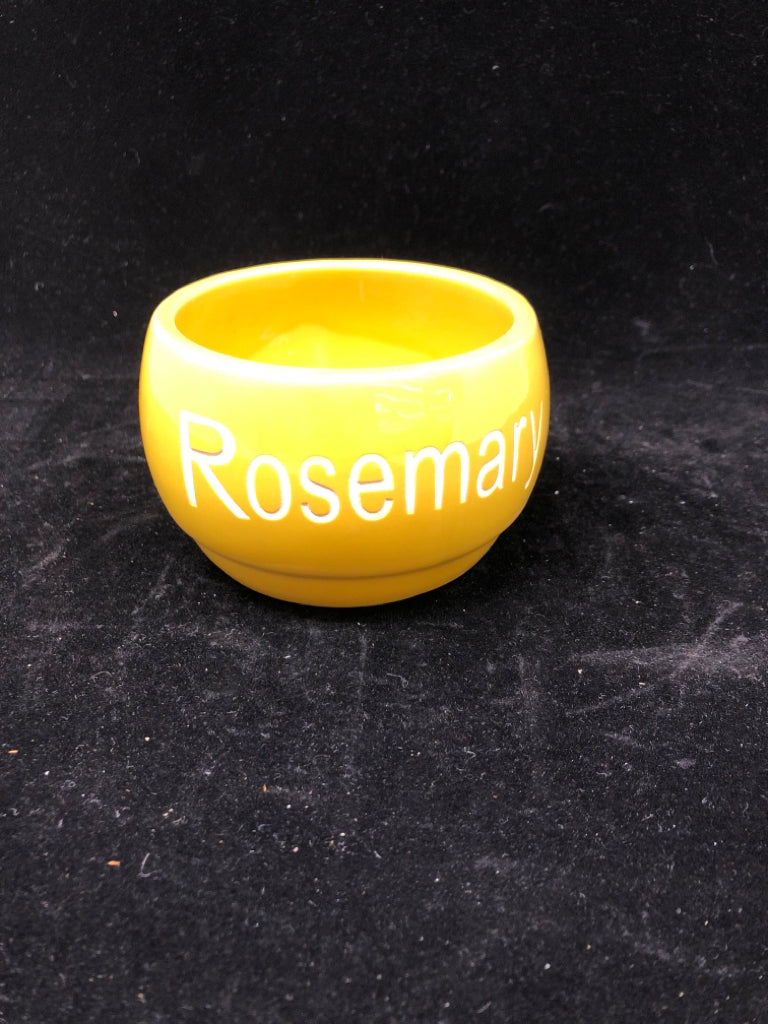 CERAMIC MUSTARD COLORED "ROSEMARY" BOWL.
