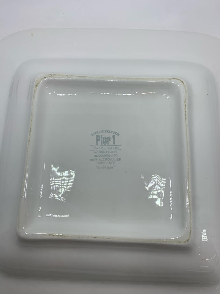 GOLD RIM CERAMIC SERVING PLATTER.