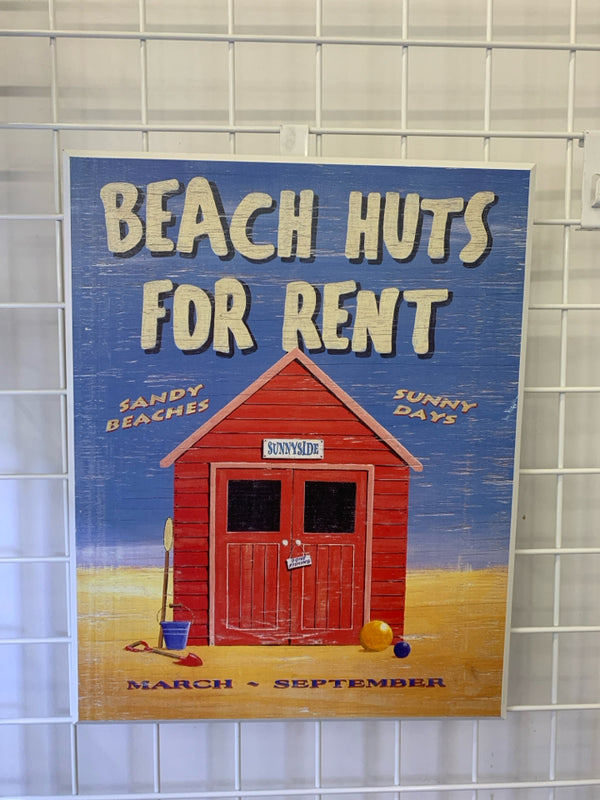 "BEACH HUTS FOR RENT" WALL HANGING.