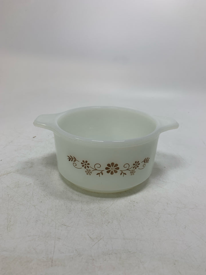 VTG BROWN FLOWERS DETAILED SMALL POT.