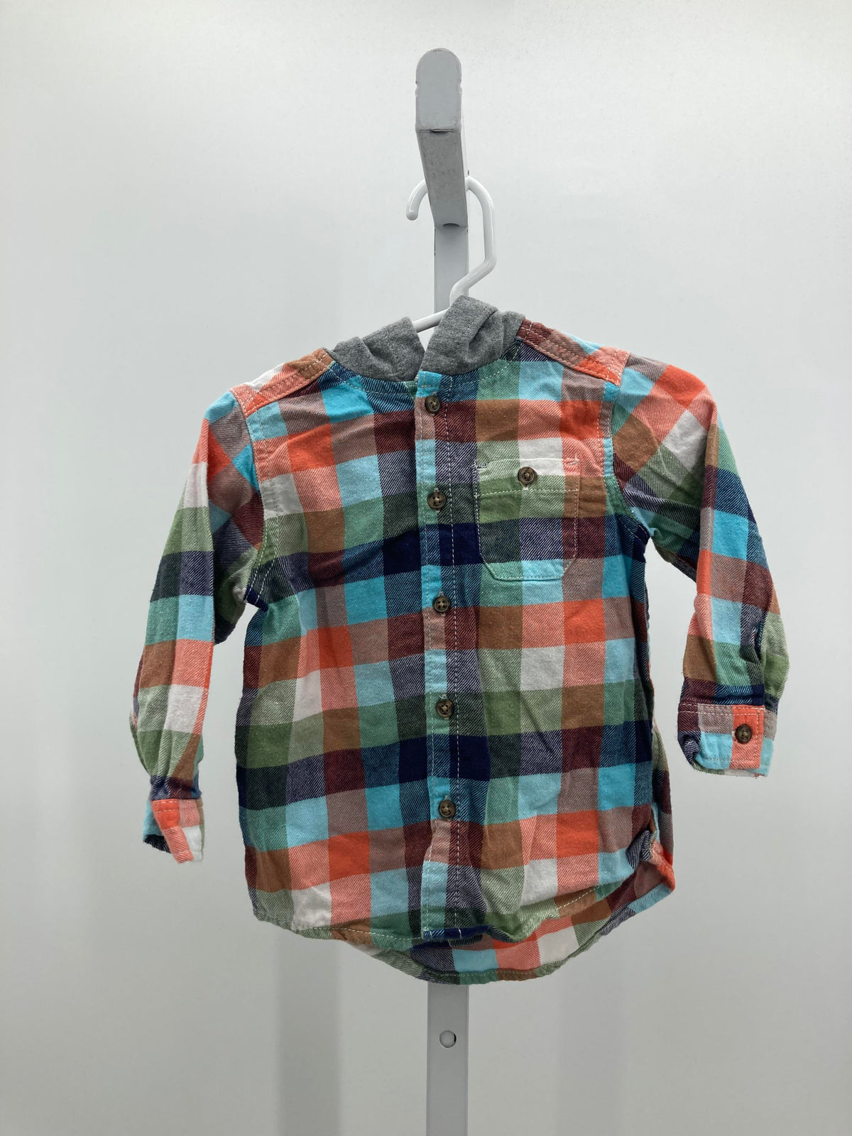 HOODED PLAID BTN DOWN
