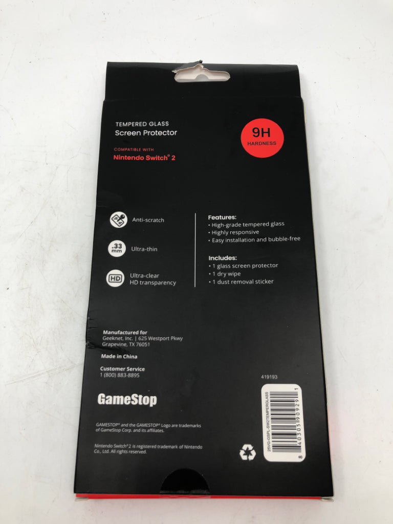 NIP TEMPERED GLASS SCREEN PROTECTOR NINTENDO SWITCH 2.