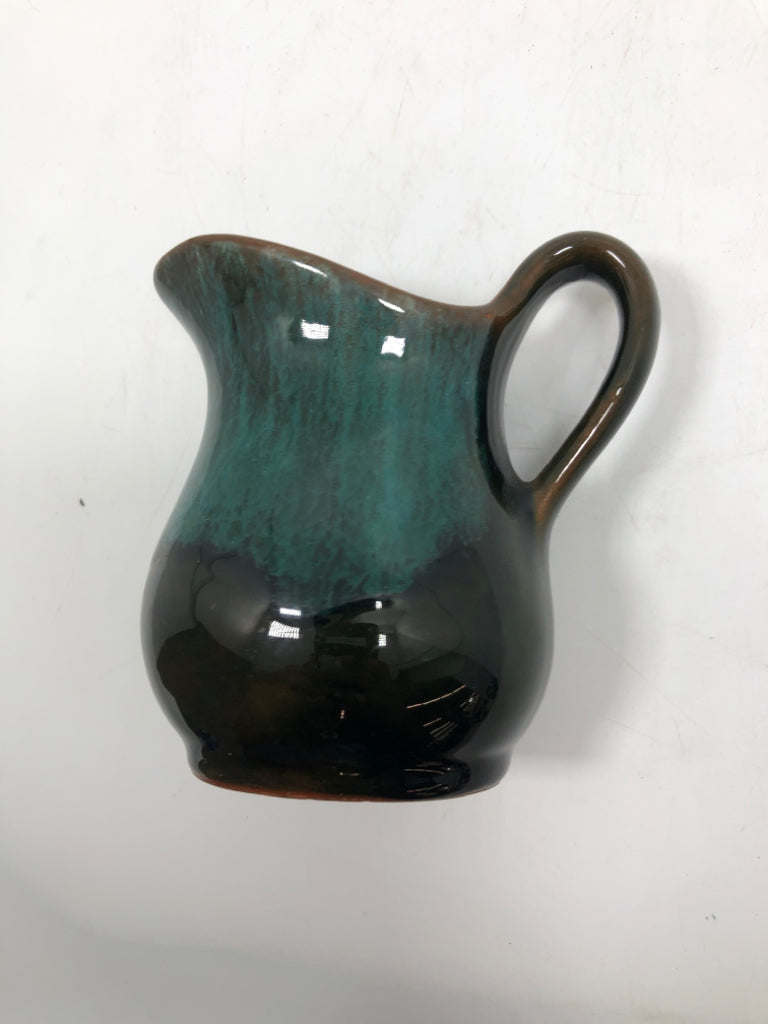 BLUE/BROWN GLAZE MINI PITCHER.