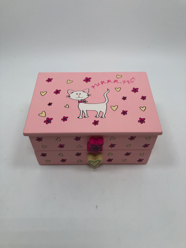 PURRRFECT WOOD JEWELRY MUSIC BOX.