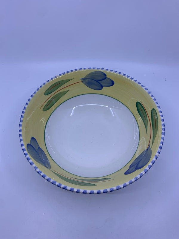 MAXAM BLUE AND YELLOW SERVING BOWL.
