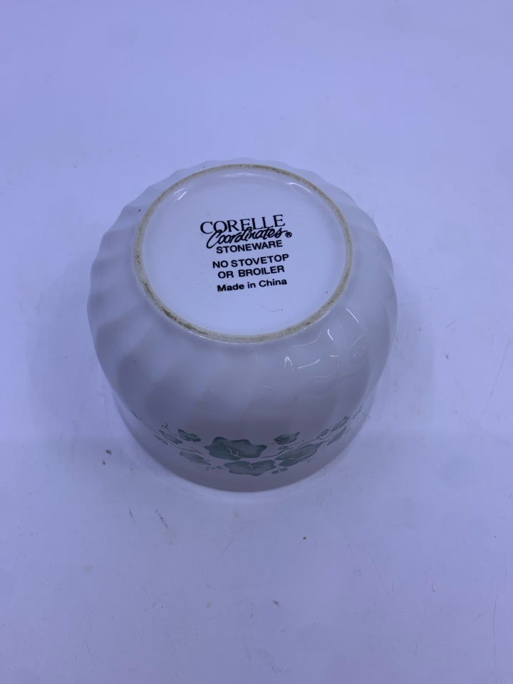 2PC CORELLE GREEN LEAF SUGAR AND CREAMER SET.
