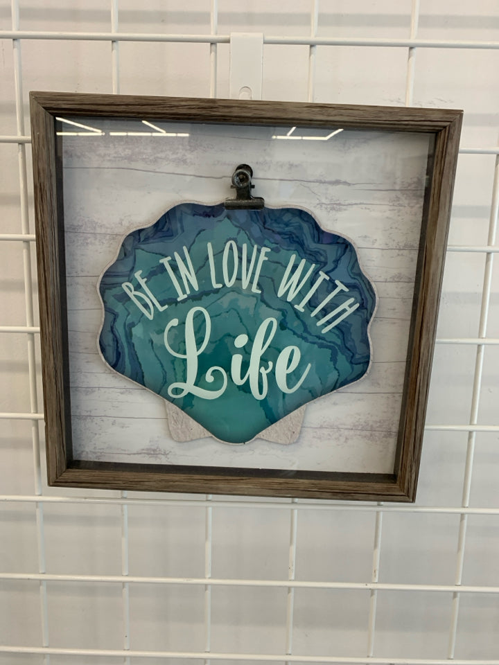 BE IN LOVE WITH LIFE SEASHELL SHADOWBOX WALL-ART.
