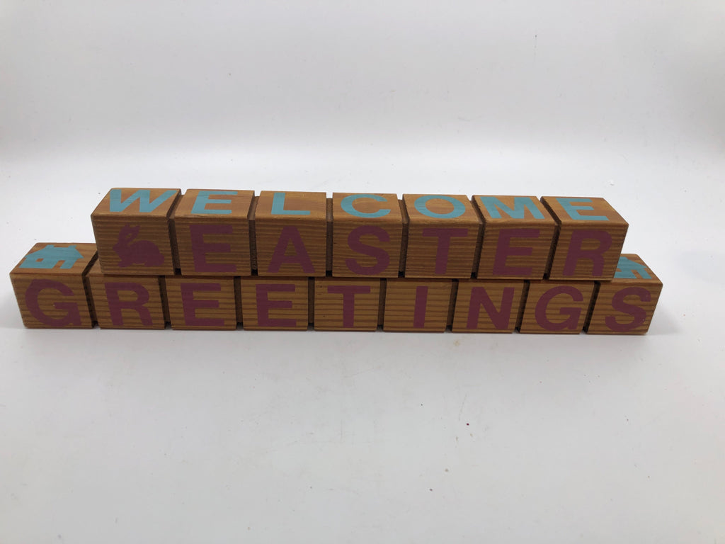 2PC SEASONAL HOLIDAY BLOCK SIGN.