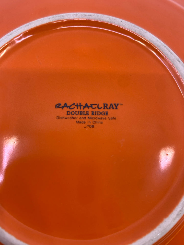 4 ORANGE DESSERT PLATES.