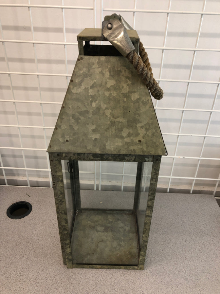 GALVANIZED CANDLE LANTERN.