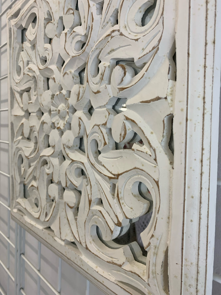 WHITE WOODEN DECOR WALL PANEL.
