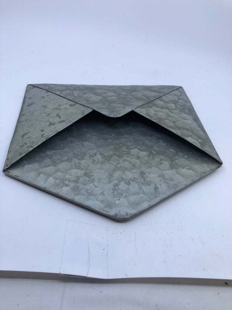 GALVANIZED METAL ENVELOPE WALL HANGING.