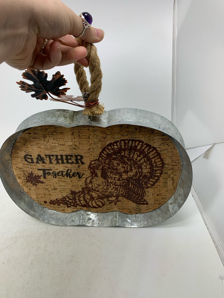 GATHER TOGETHER CORK/GALVANIZED PUMPKIN.