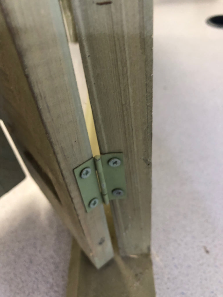 GREEN DISTRESSED WOOD WINDOW MIRROR WALL HANGING.
