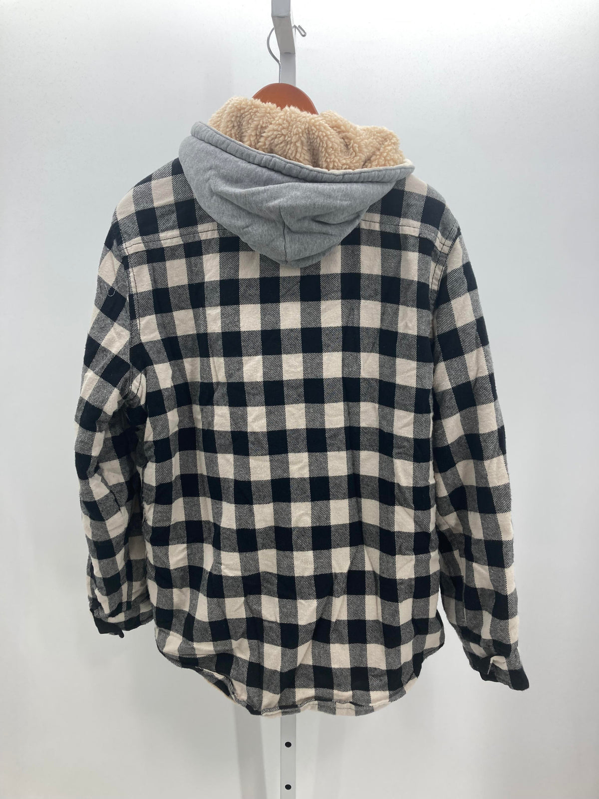 PLAID HOODED SHERPA LINED