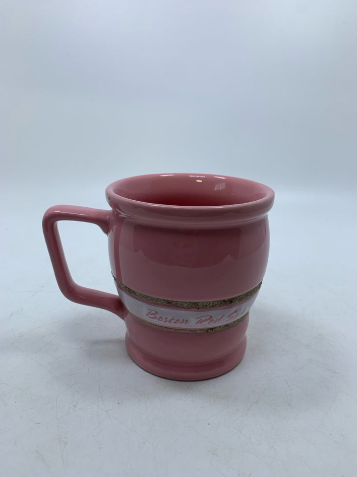 PINK EMBOSSED BOSTON RED SOX MUG.