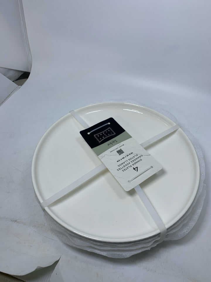 NWT 4 IVORY & STONE DINNER PLATES.