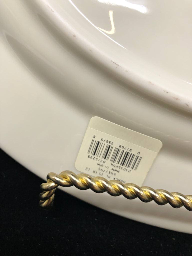 LENOX HANCOCK PLATINUM OVAL PLATTER W/SILVER RIM.