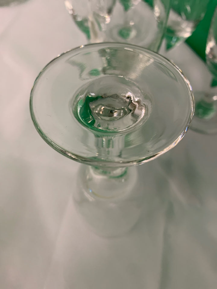 6 SKINNY WINE GLASSES.