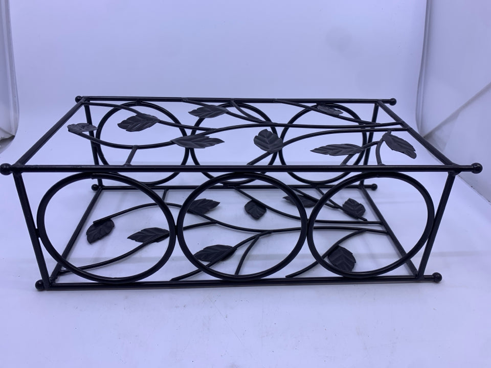 SMALL 3 SECTION LEAF PATTERN WINE RACK.
